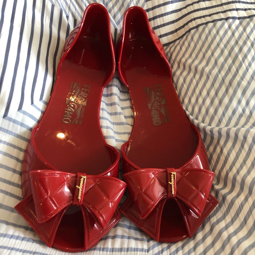 Salvatore Ferragamo Bow Jelly Flats